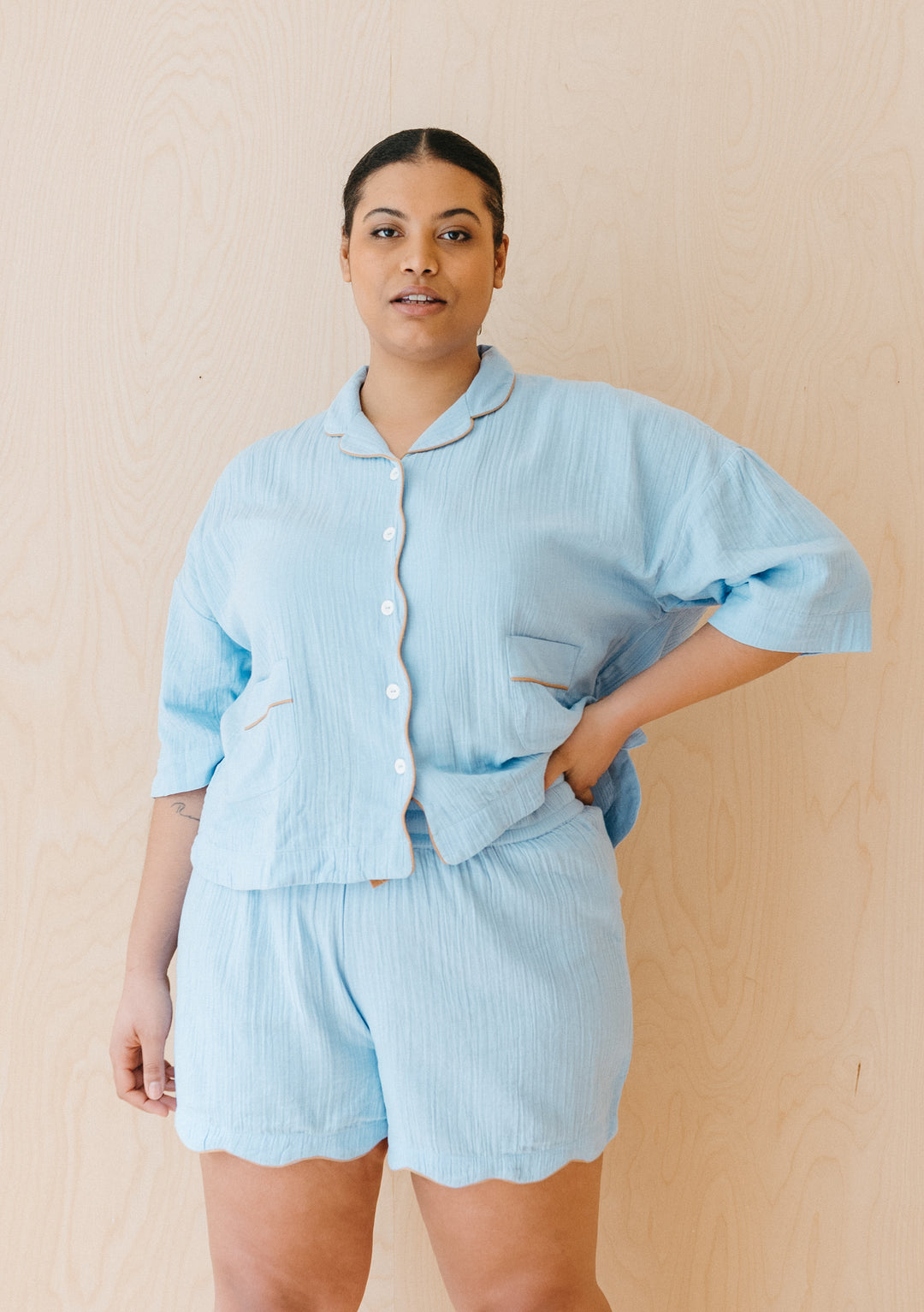 Cotton Pyjamas in Blue Scallop