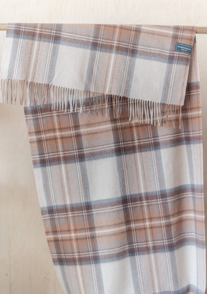 Lambswool Blanket Scarf in Stewart Natural Dress Tartan - TBCo 