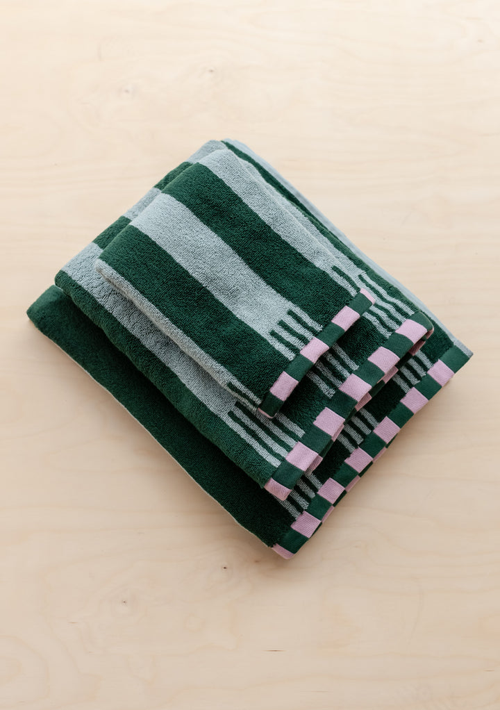 Cotton Towels in Green Stripe