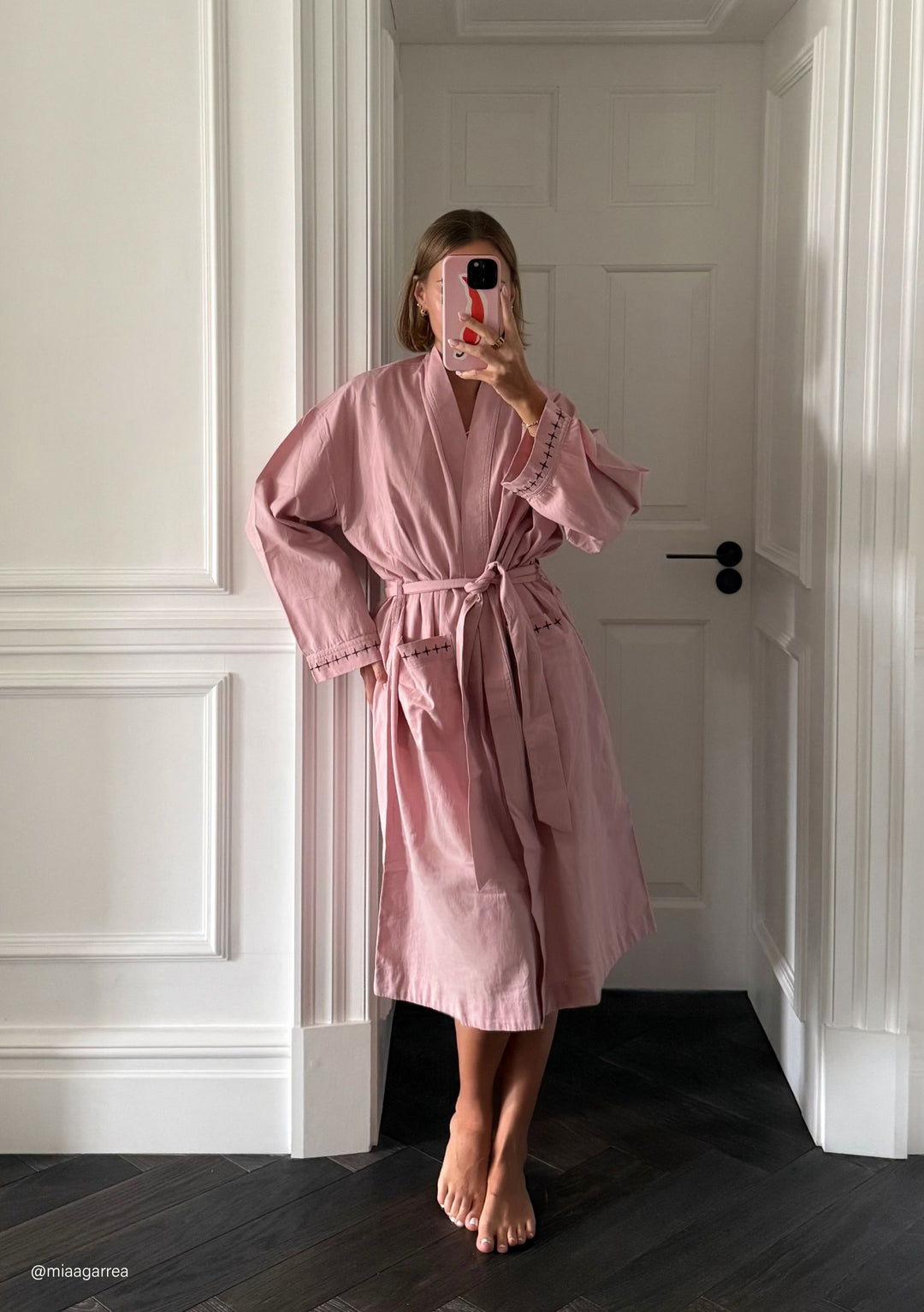 Cotton & Linen Robe in Pink