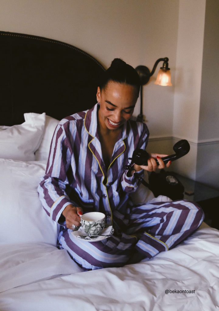 TBCo x Glassette Baumwollpyjama in Beerenstreifen 