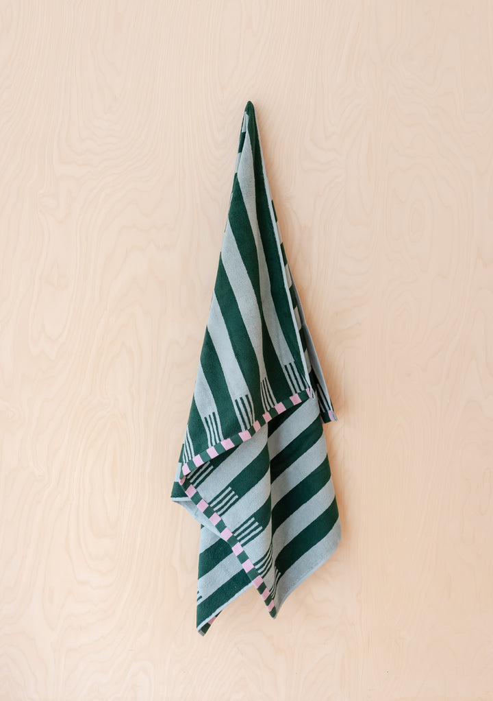 Cotton Towels in Green Stripe