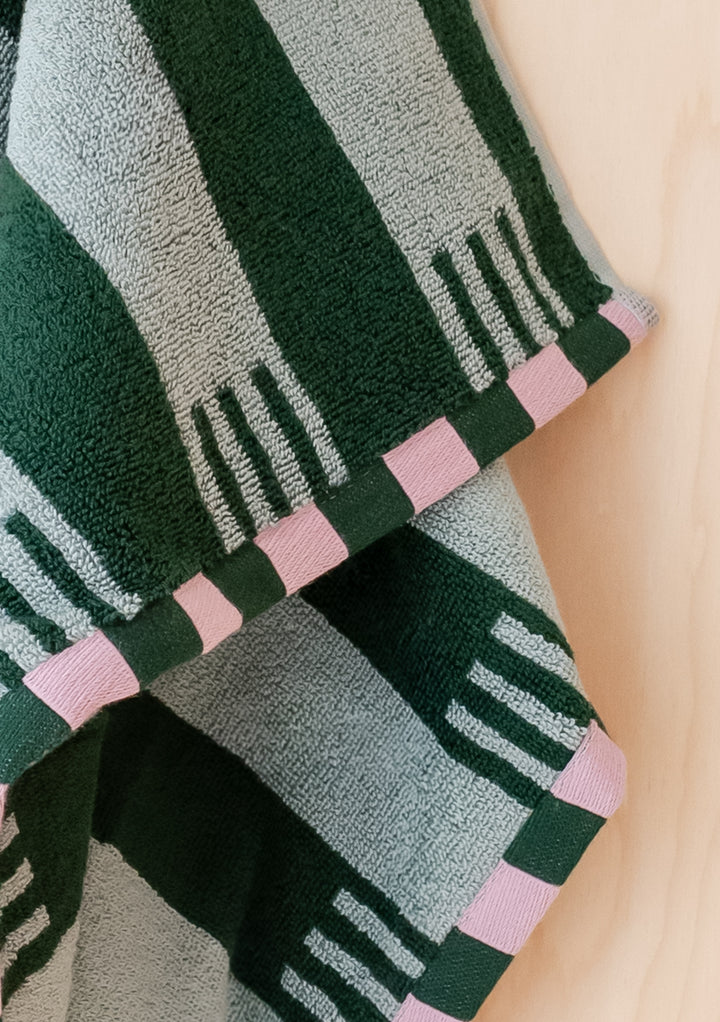 Cotton Towels in Green Stripe