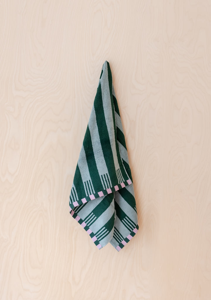 Cotton Towels in Green Stripe