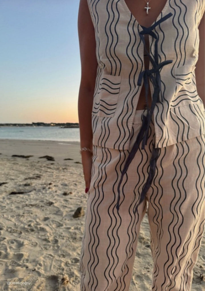 Cotton Tie Top in Blue Wave