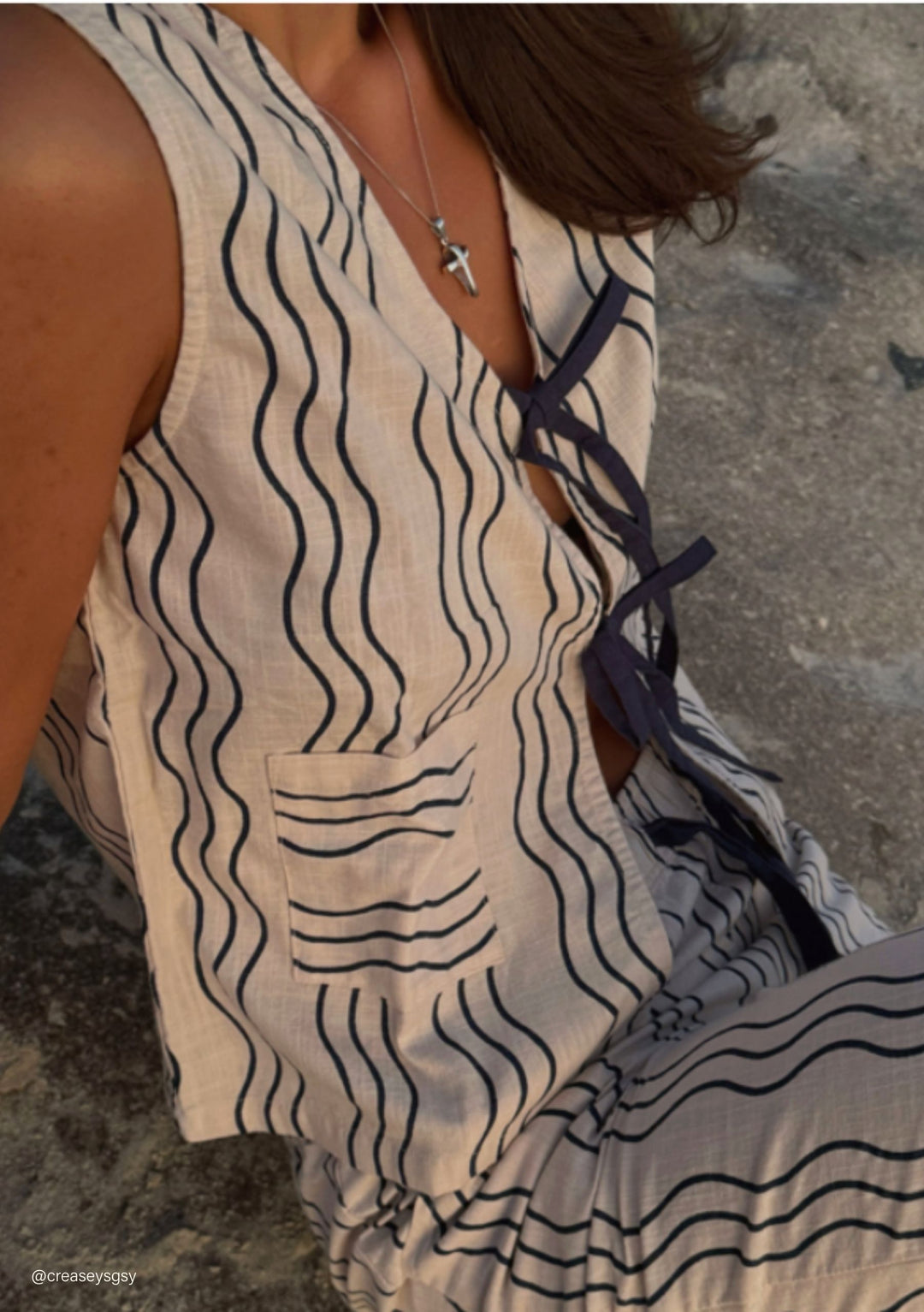 Cotton Tie Top in Blue Wave