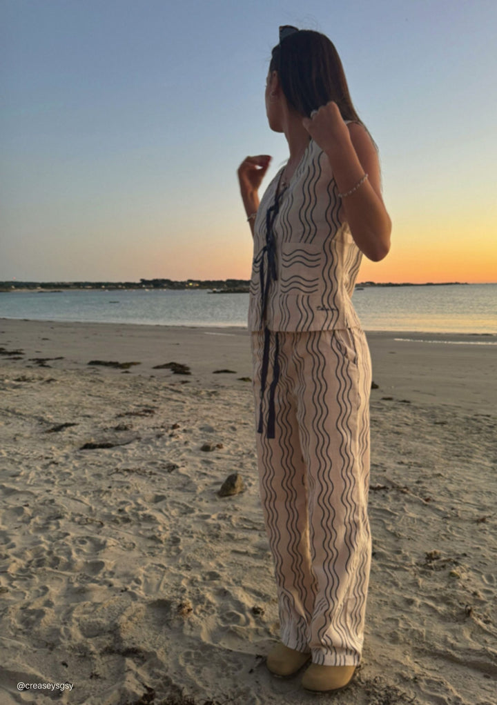 Cotton Trousers in Blue Wave