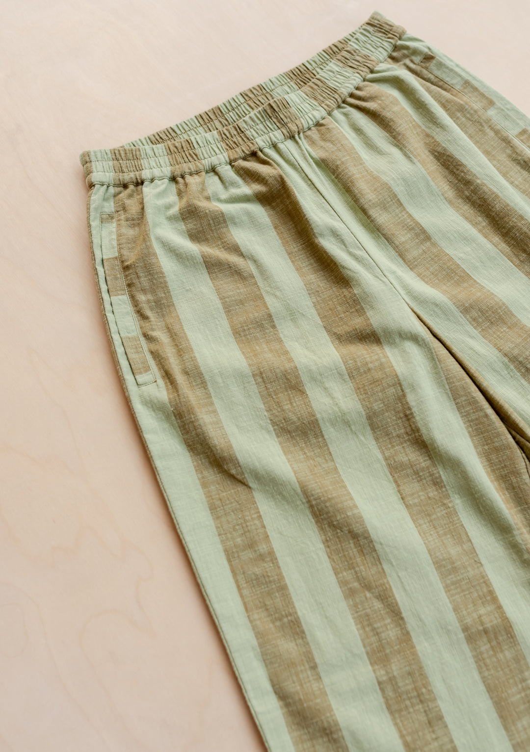 Cotton Trousers in Green & Brown Stripe