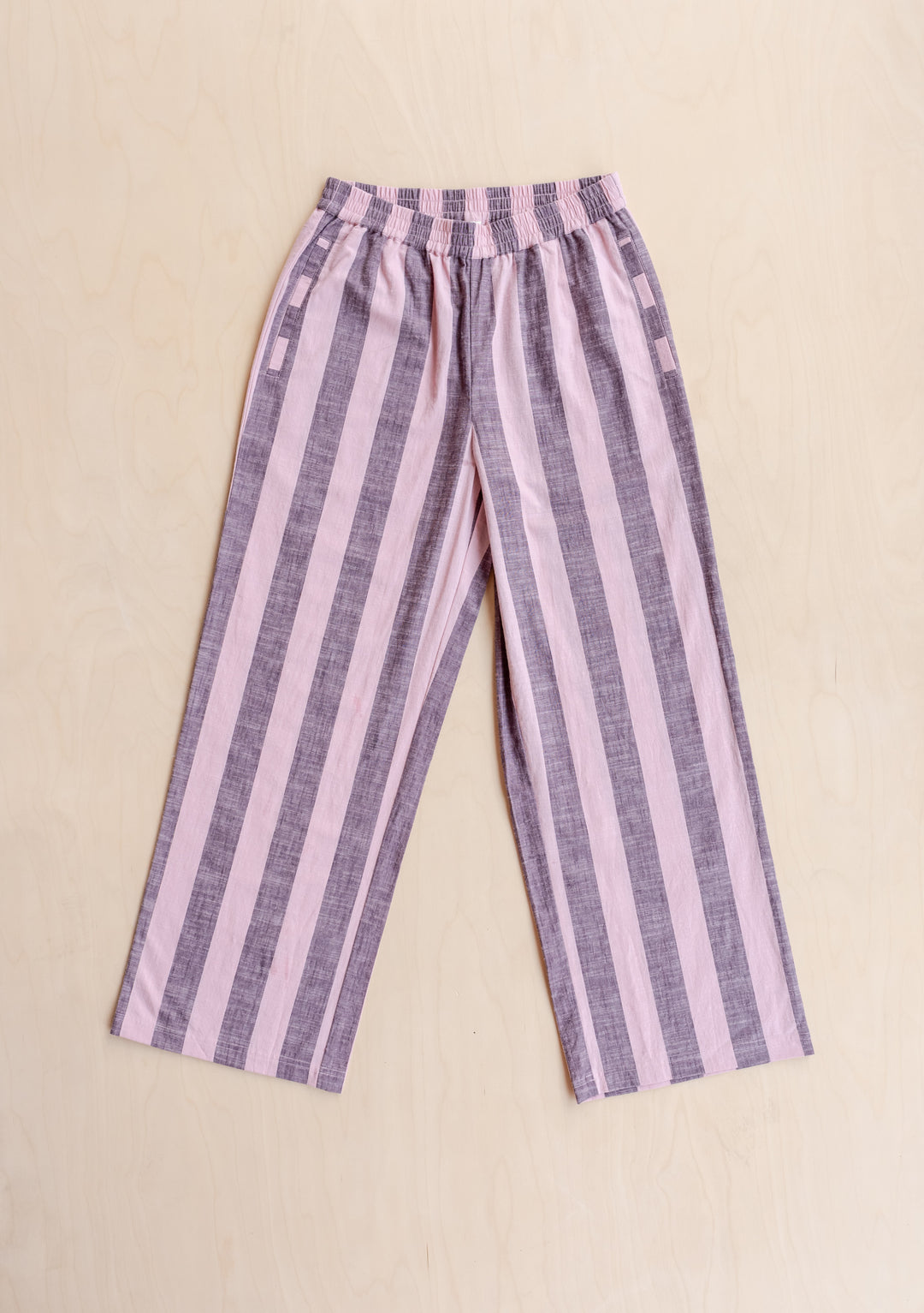 Cotton Trousers in Pink & Burgundy Stripe