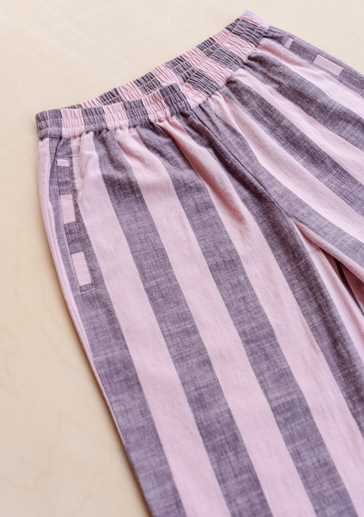 Cotton Trousers in Pink & Burgundy Stripe