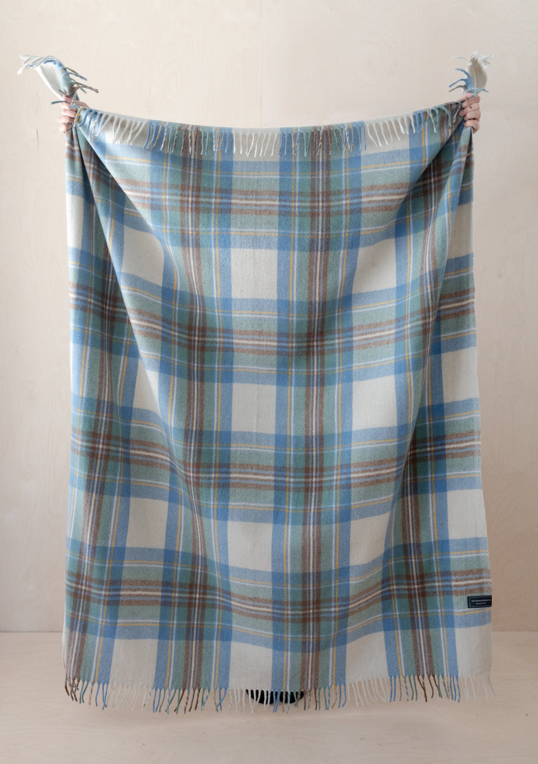 Recycled Wool Blanket in Stewart Muted Blue Tartan - TBCo 