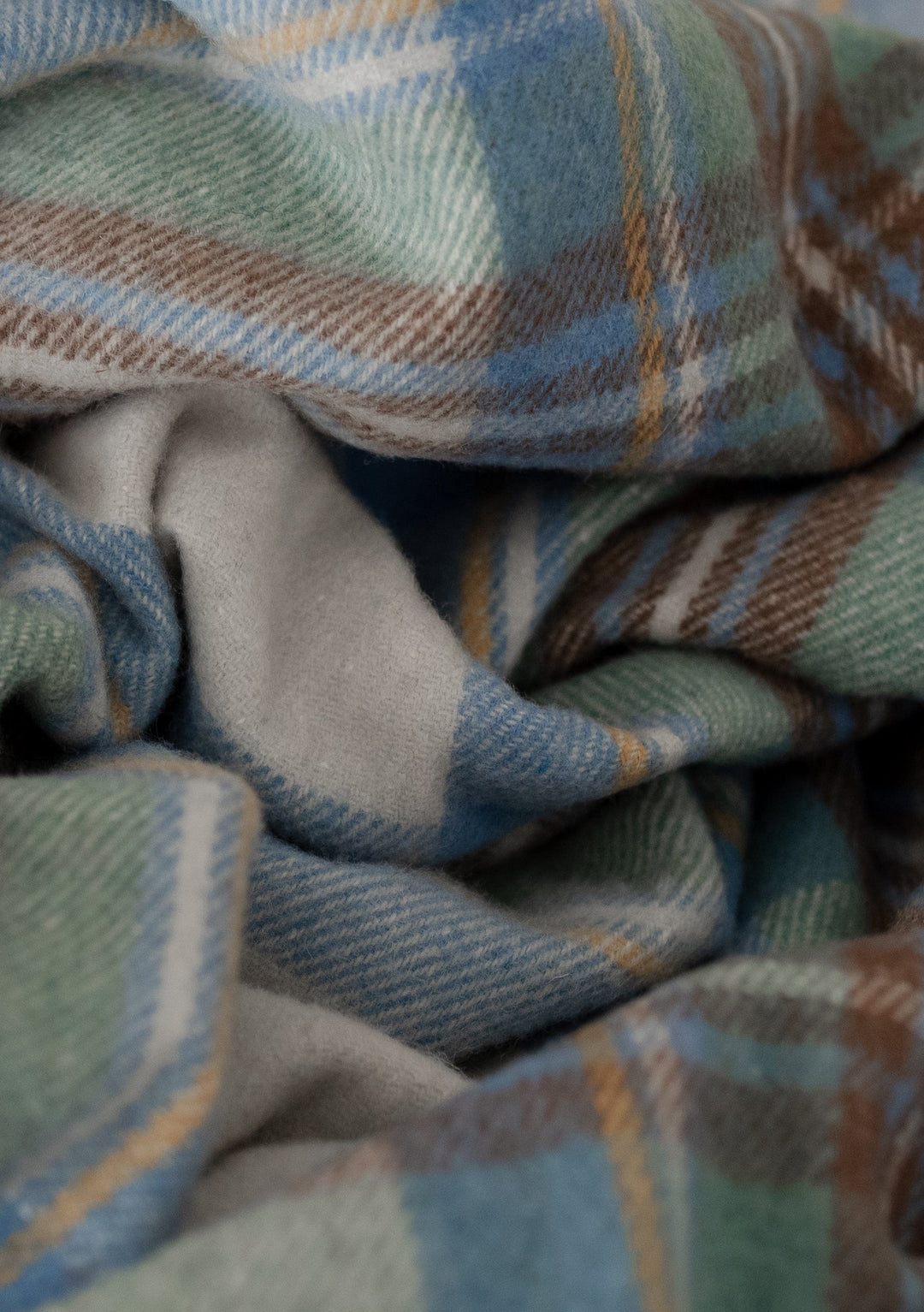 Recycled Wool Blanket in Stewart Muted Blue Tartan - TBCo 