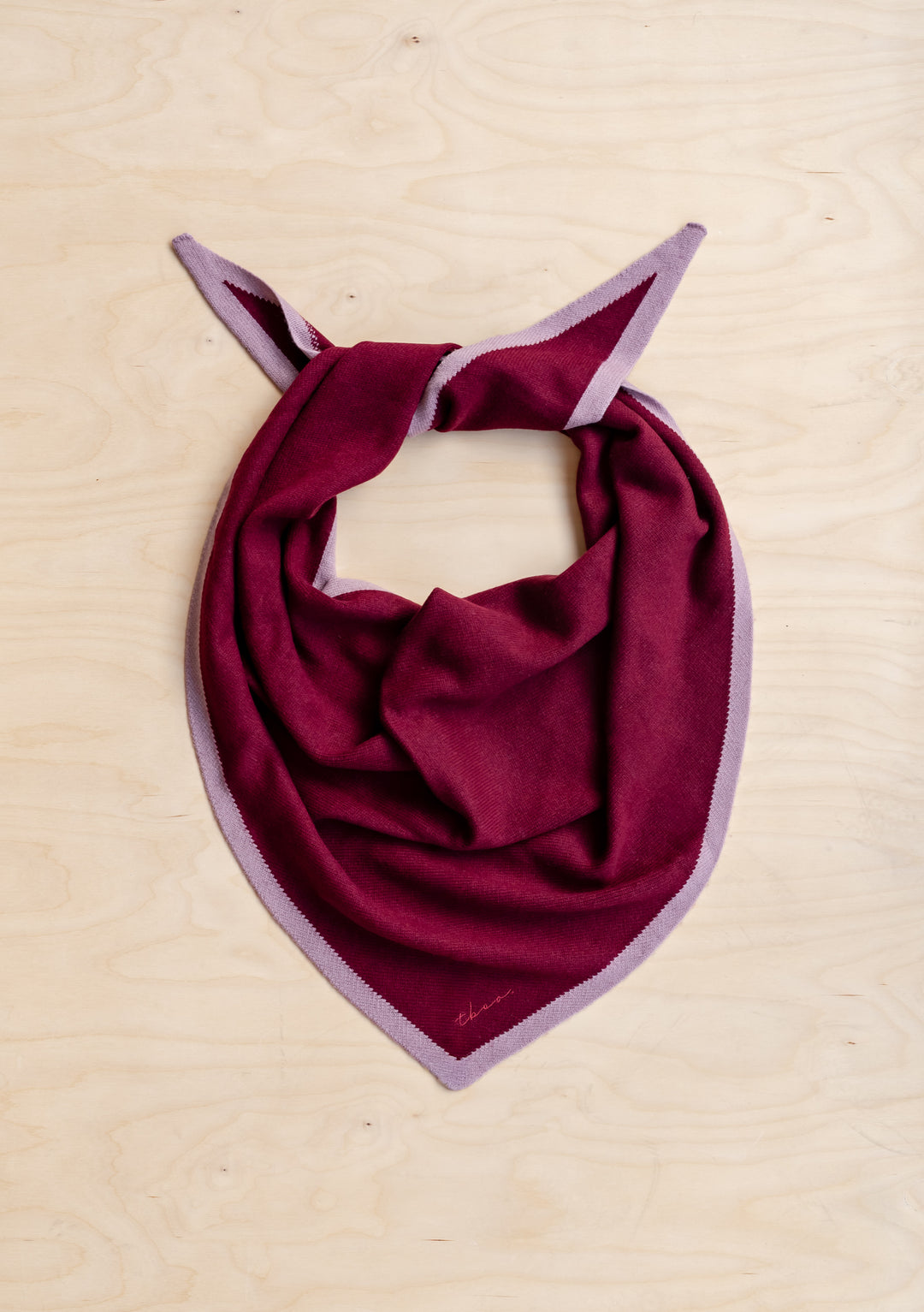 Large Merino Triangle Scarf in Burgundy & Lilac