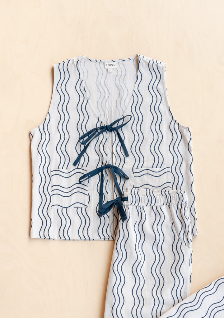Cotton Tie Top in Blue Wave