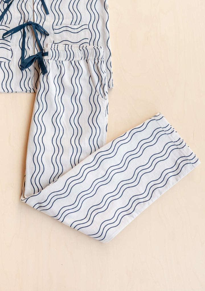 Cotton Trousers in Blue Wave