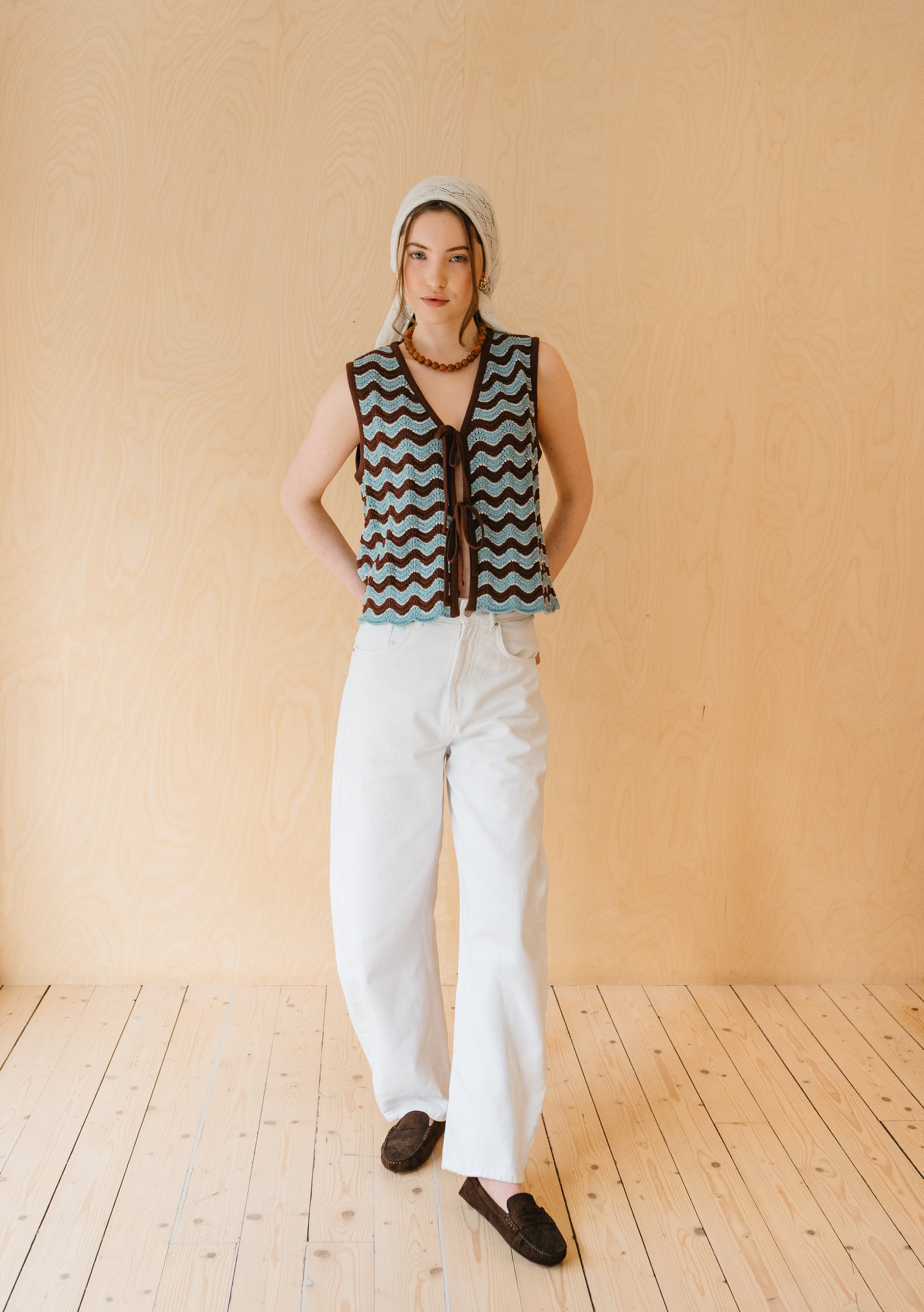 TBCo | Women's Cotton Knitted Vest in Blue Wave