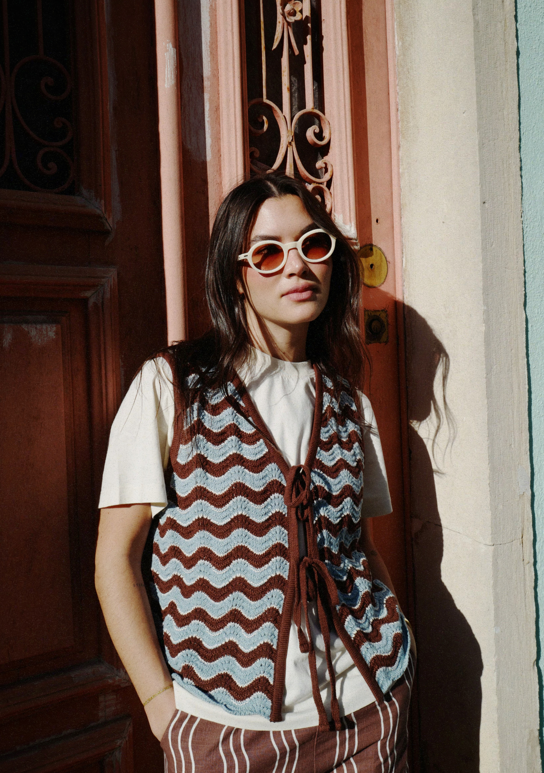 Strickweste aus Baumwolle in Blau