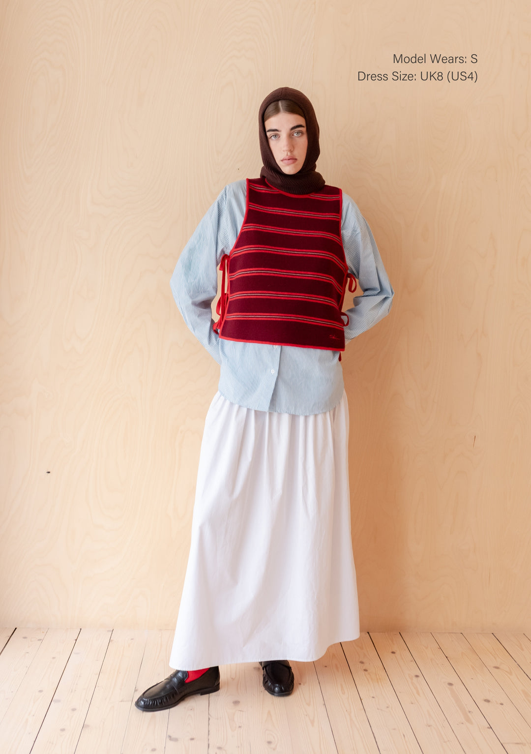 Merino Wool Tie Vest in Burgundy Stripe