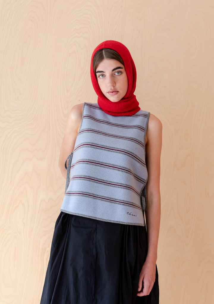Merino Wool Tie Vest in Blue Stripe
