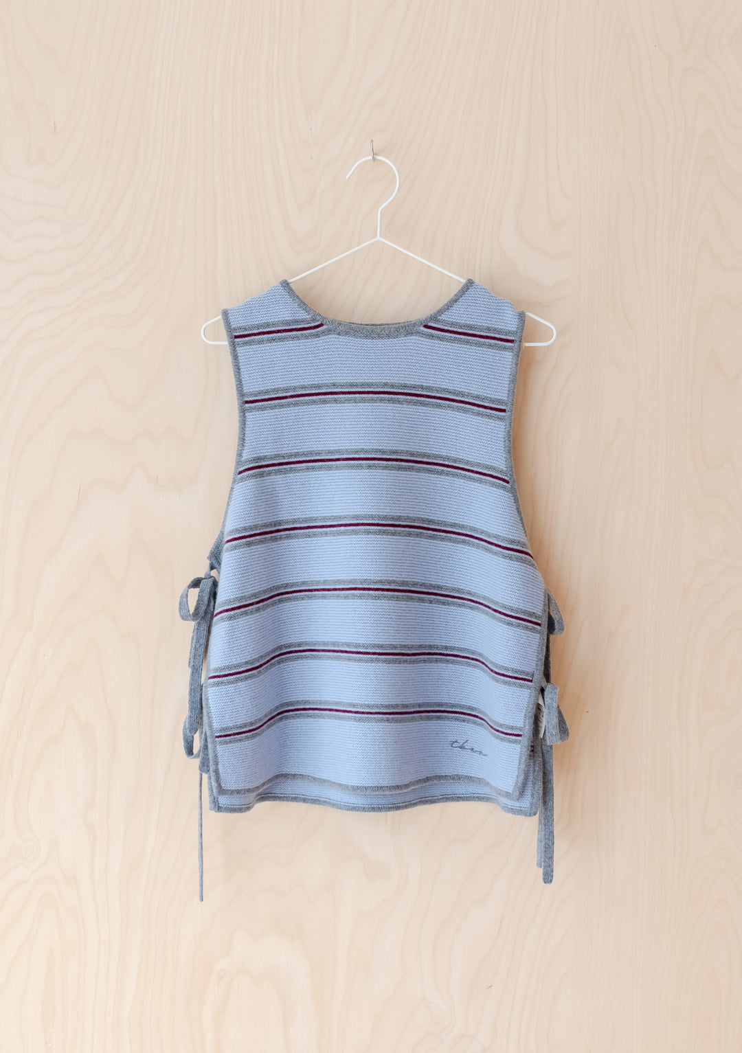Merino Wool Tie Vest in Blue Stripe