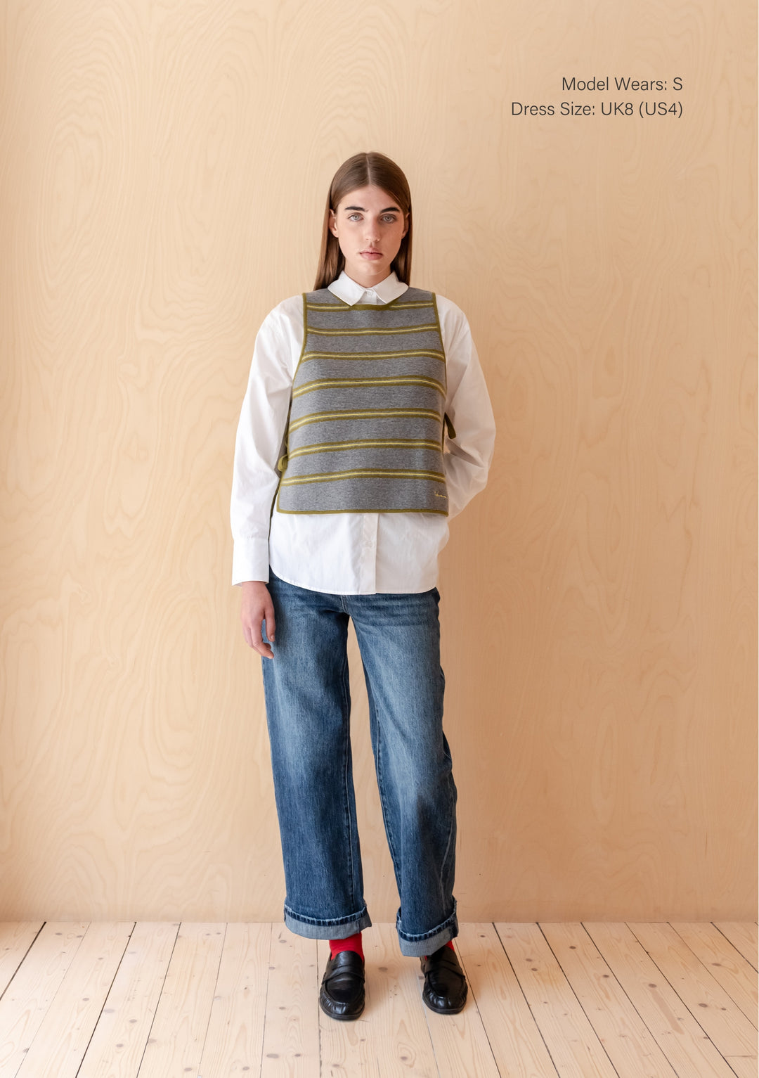 Merino Wool Tie Vest in Green Stripe