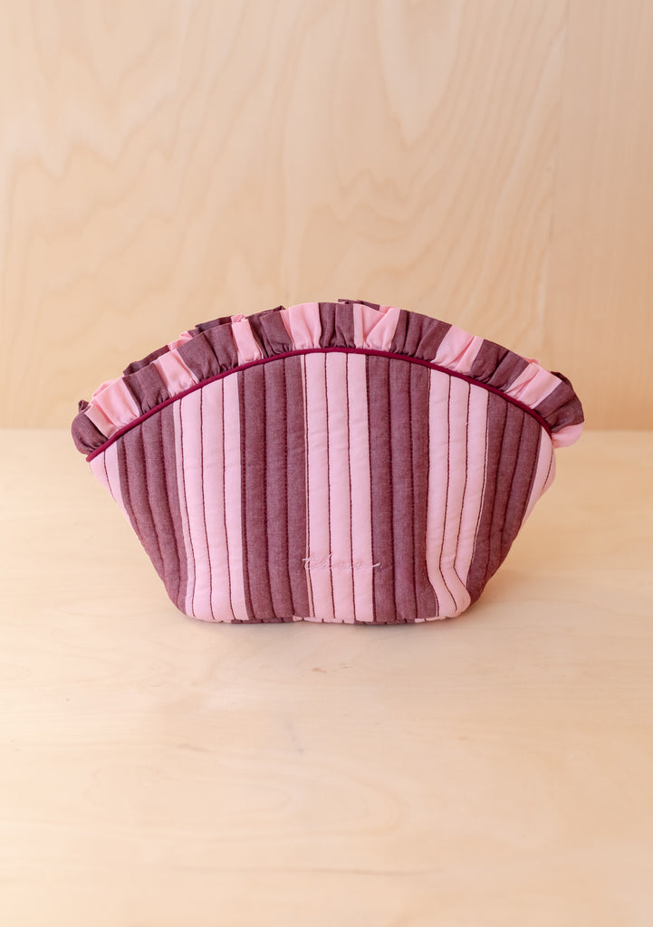 Cotton Wash Bag & Burgundy Stripe