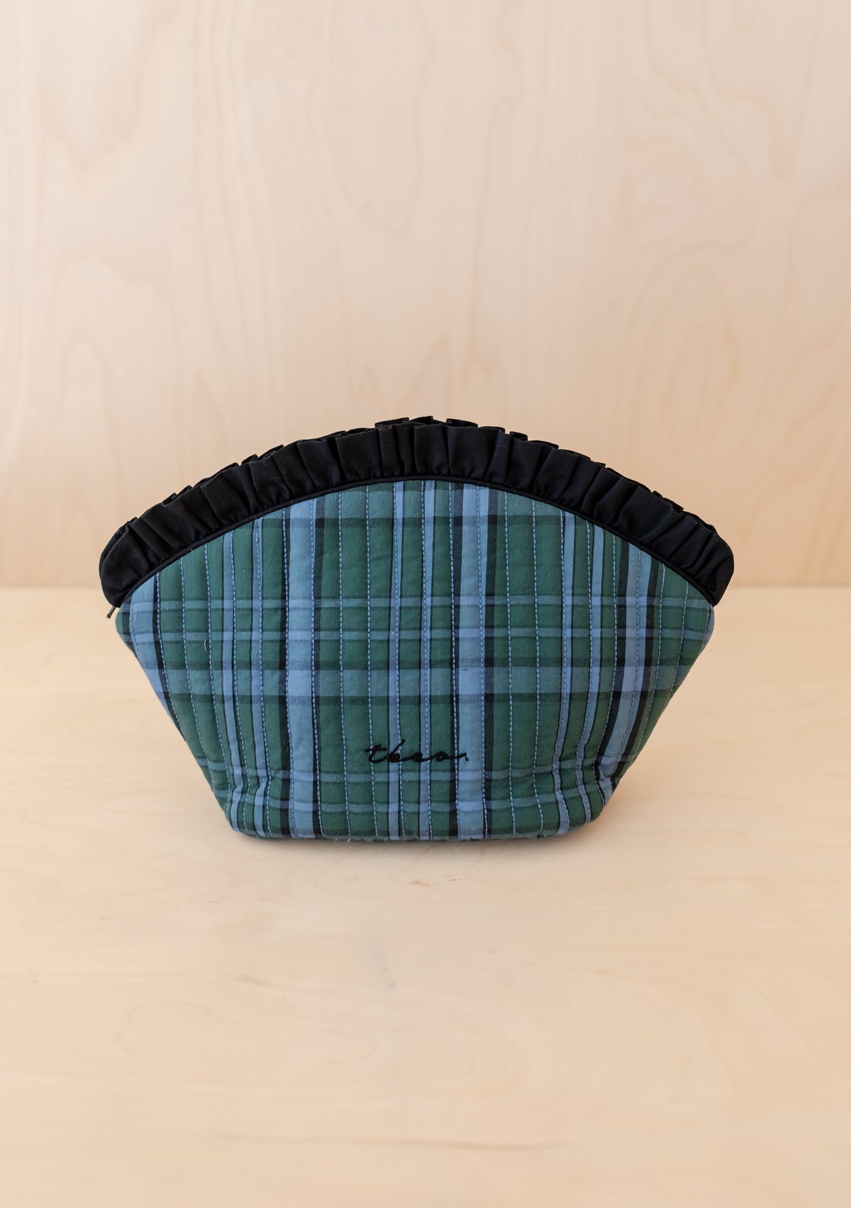TBCo Cotton Zipped Wash Bag in navy Blue & Sand Stripe
