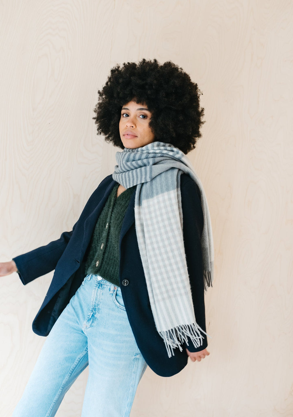 TBCo - Sample Sale Cashmere Blanket Scarf in Pebble Soft Check