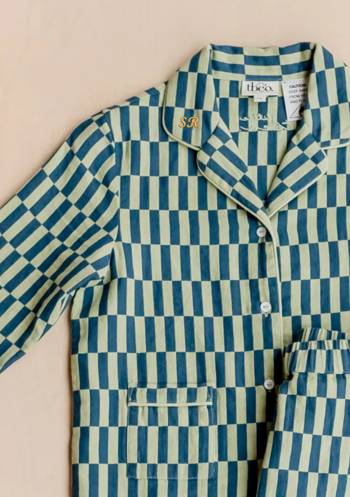 Cotton Kids Pyjamas in Lilac Stripe by TBCo, featuring relaxed fit and breathable 100% cotton fabric for comfort.