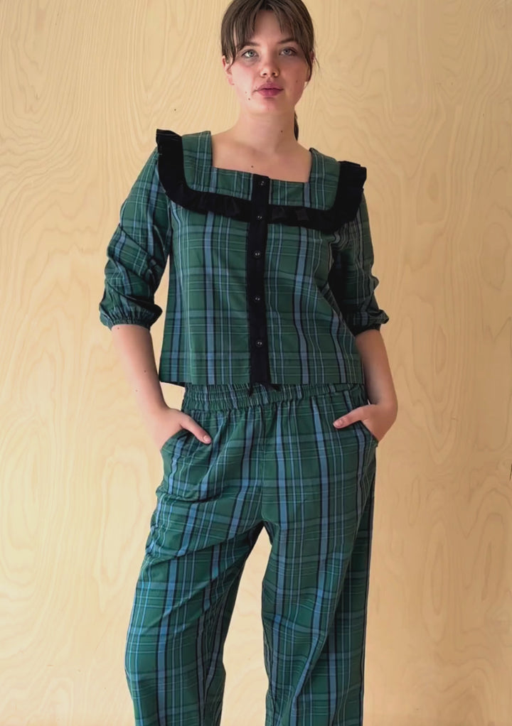 Cotton Pyjamas in Green Tartan