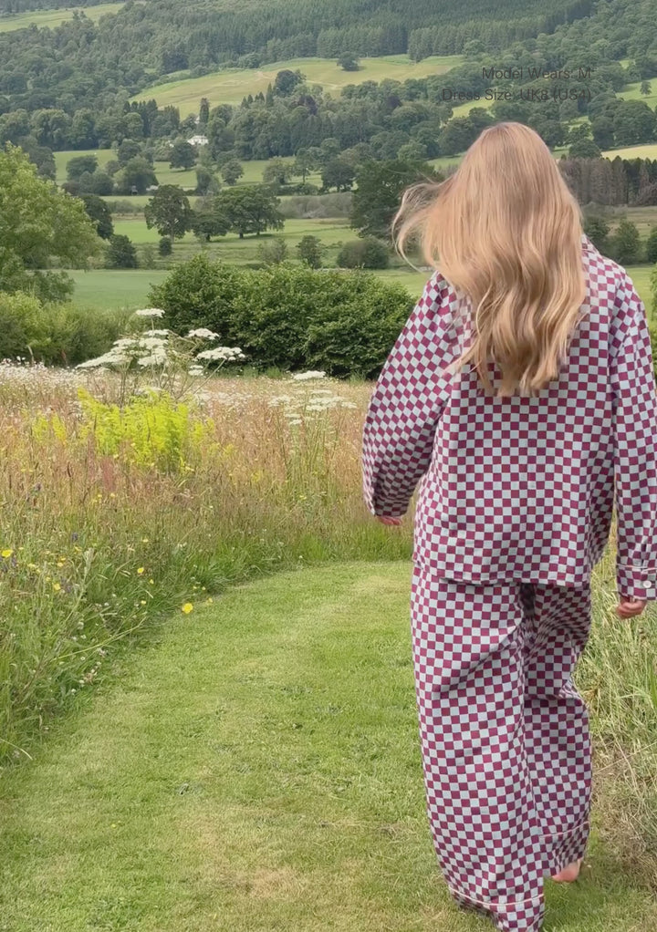 Cotton Pyjamas in Blue Checkerboard