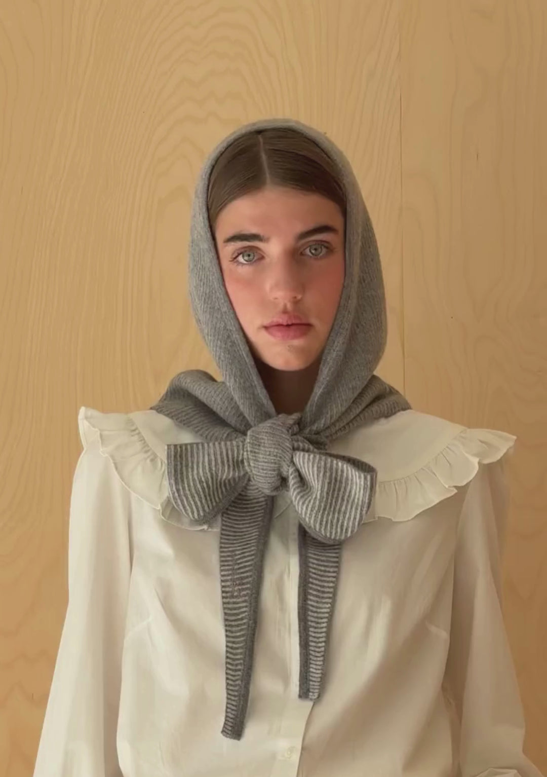 Merino Hood in Grey Two-Tone