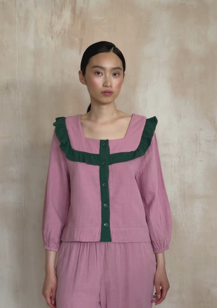 Cotton Pyjamas in Pink Ruffle