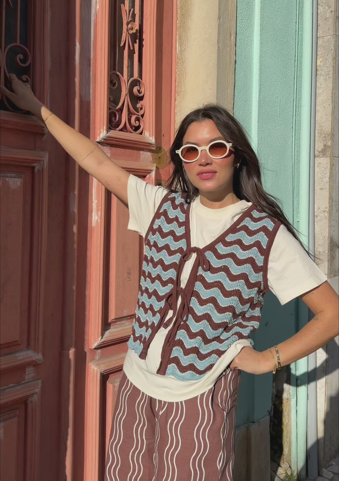 Strickweste aus Baumwolle in Blau