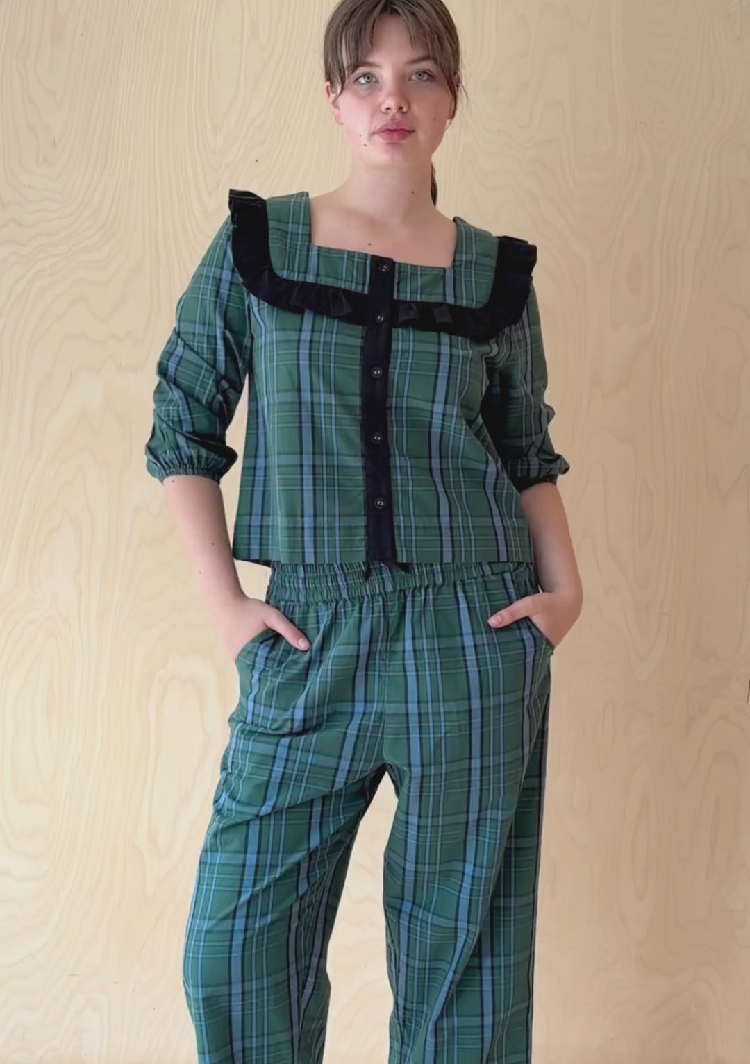 Cotton Pyjamas in Green Tartan