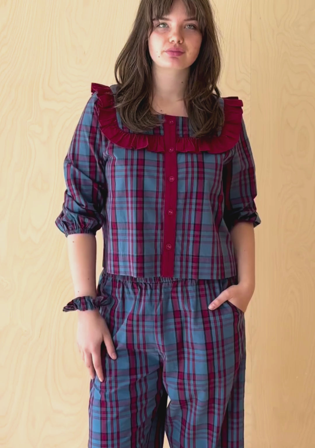 Cotton Pyjamas in Navy Tartan